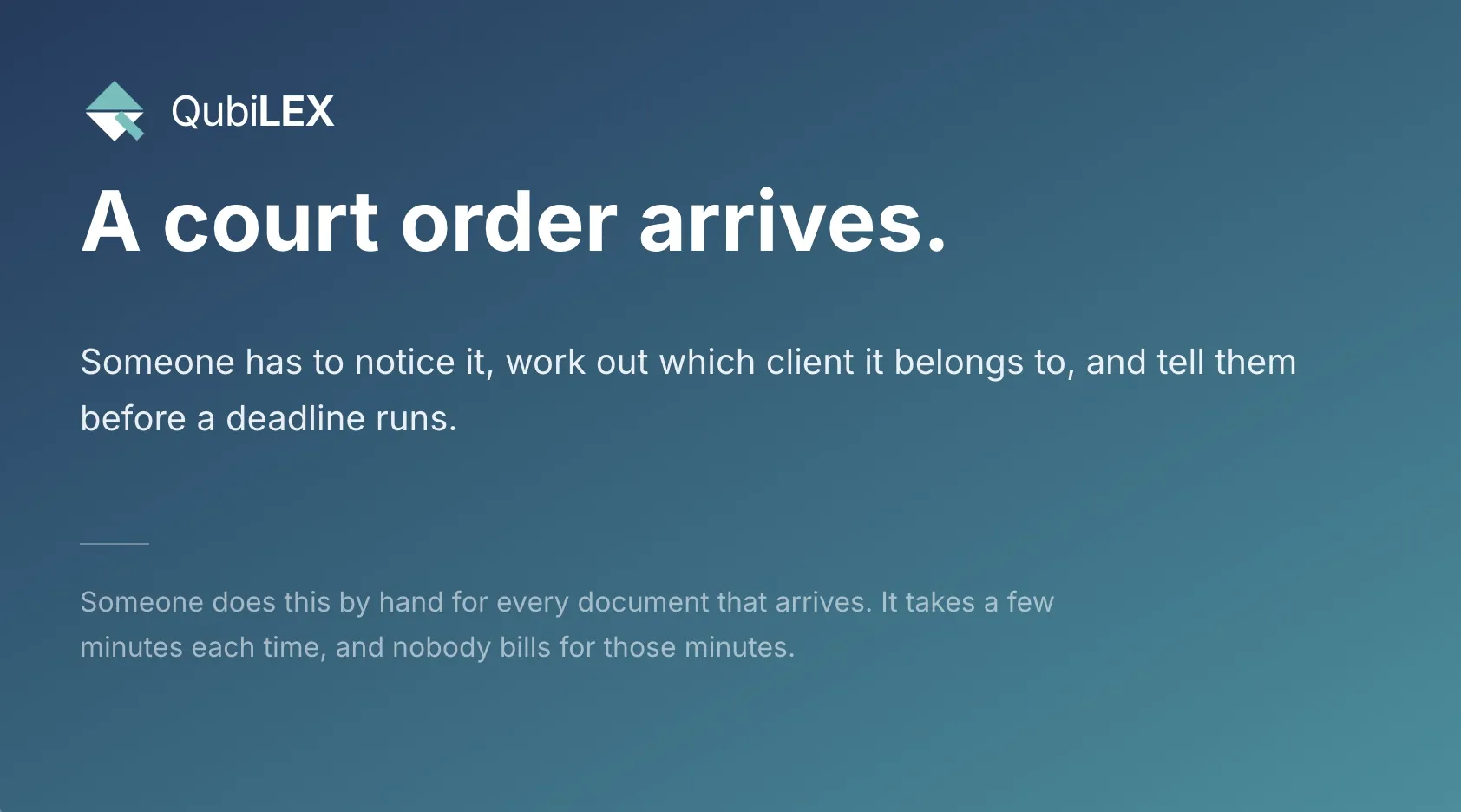 Preview of the QubiLEX demo: automated sorting and drafting of court documents.